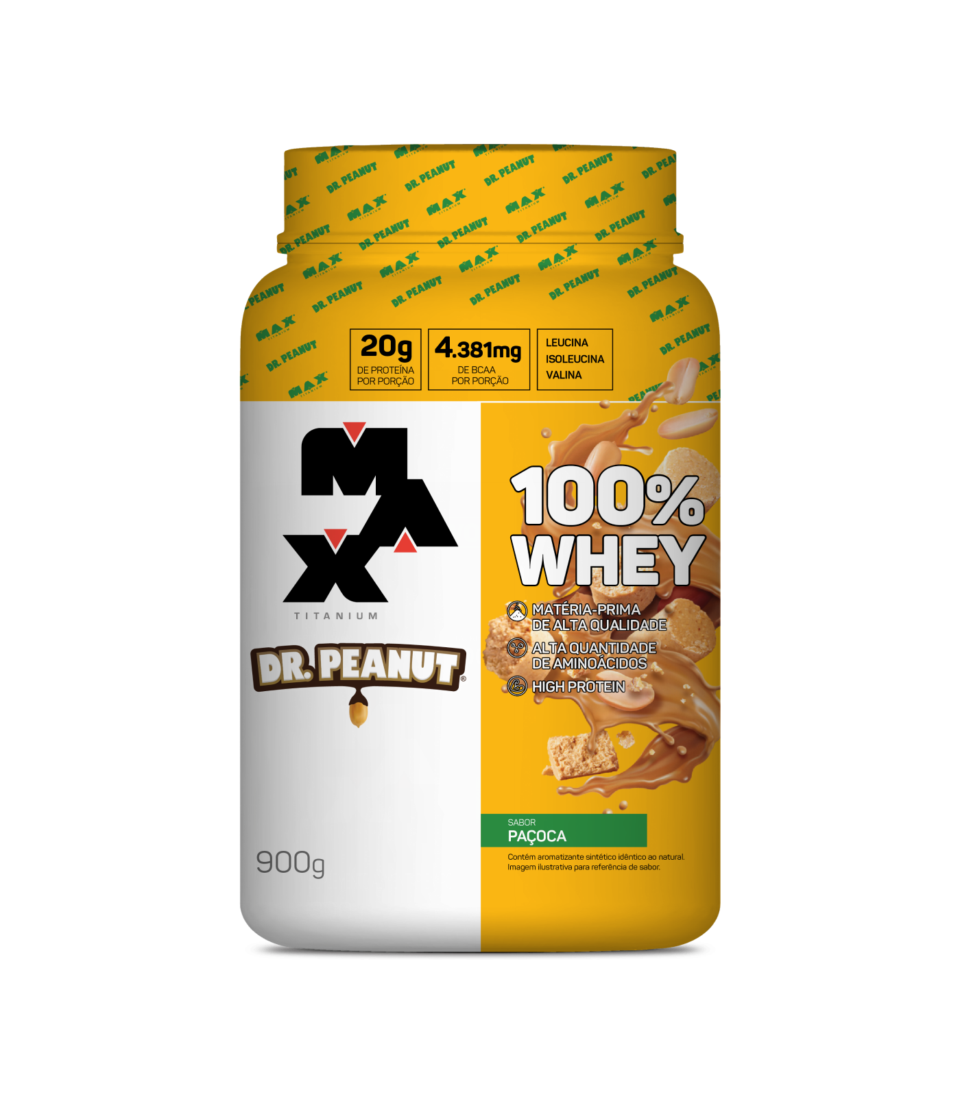 Whey Protein Dr. Peanut 100% Whey 900g - Paçoca | Max Titanium