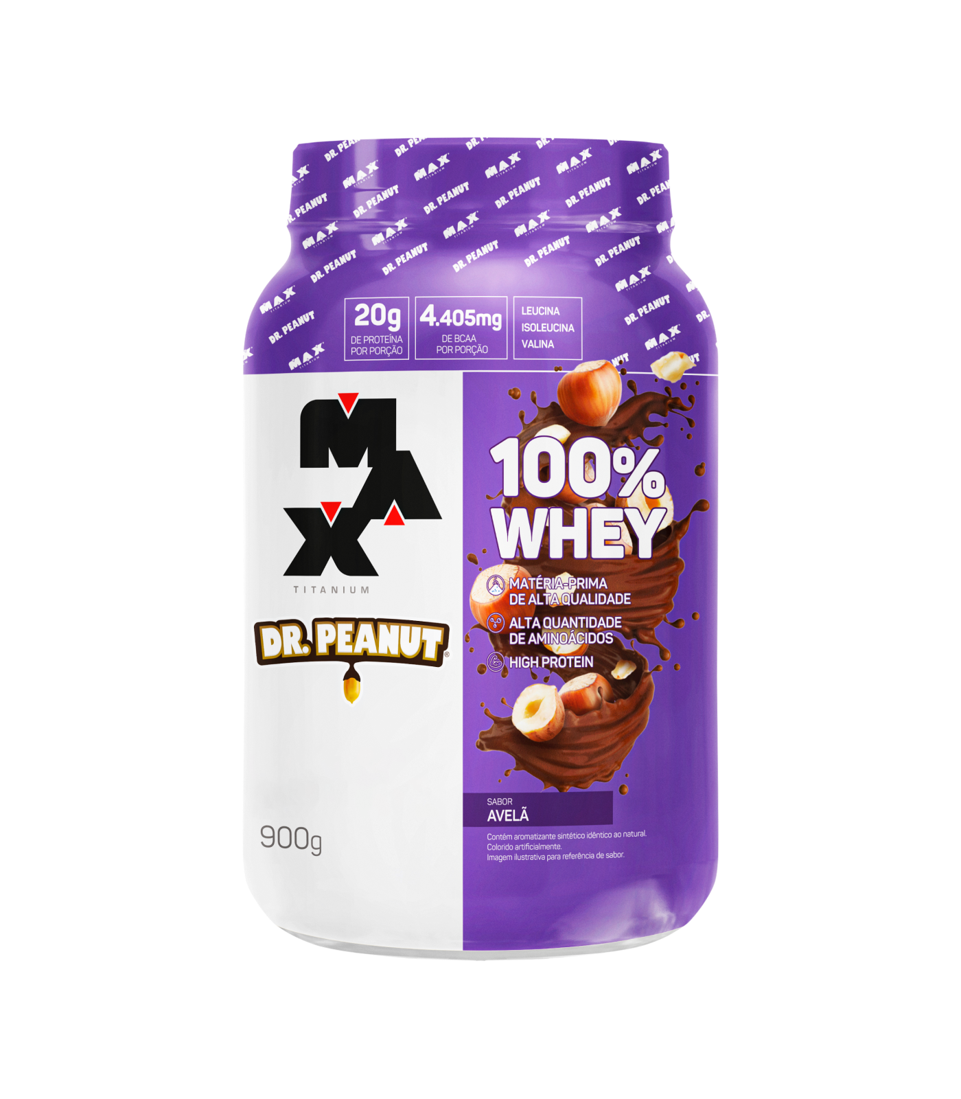Whey Protein Dr. Peanut 100% Whey 900g - Avelã