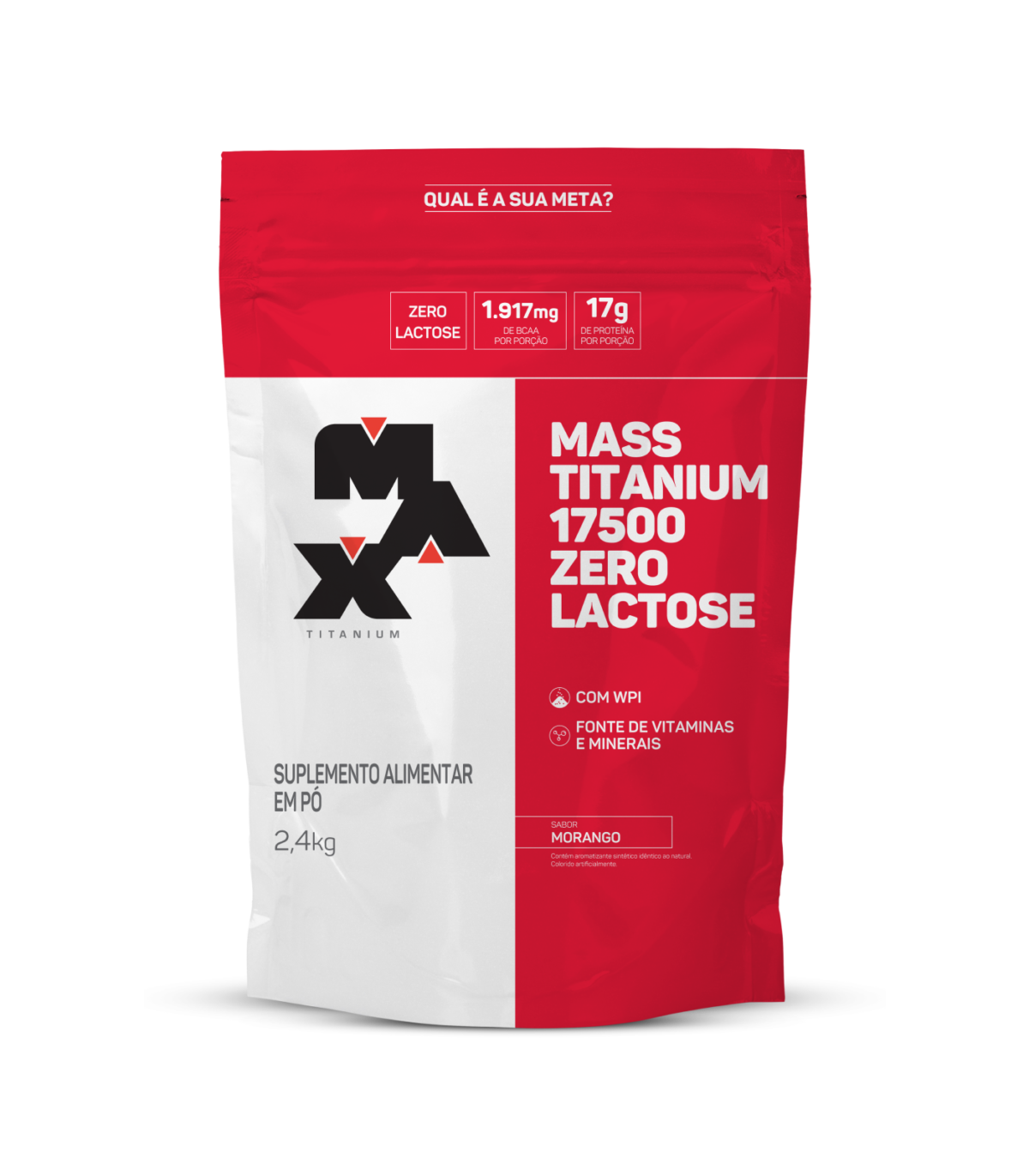 Mass Titanium 17500 Zero Lactose 2.4kg Morango