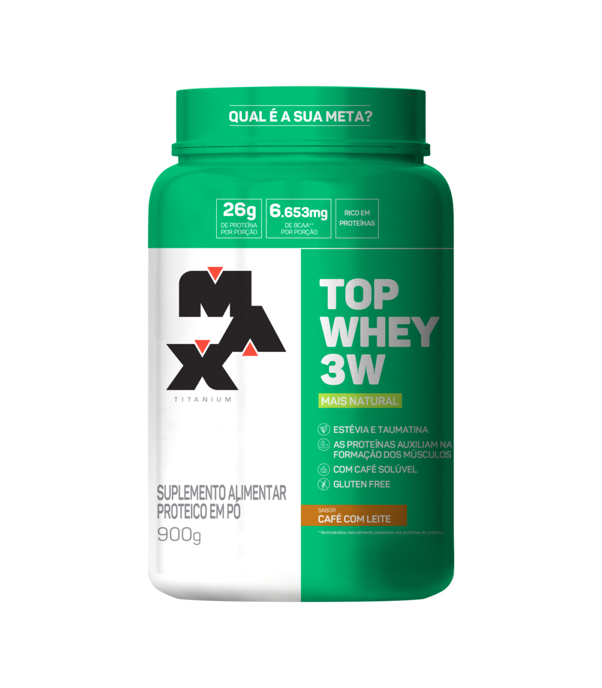 Top Whey 3W 900g Mais Natural Cafe com Leite