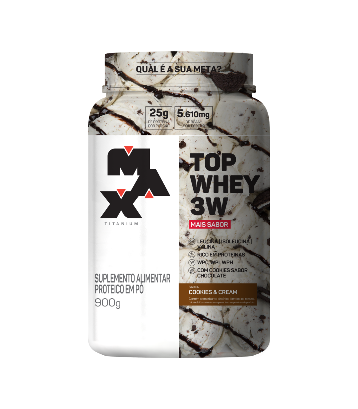 Top Whey 3W 900g Mais Sabor Cookies Cream