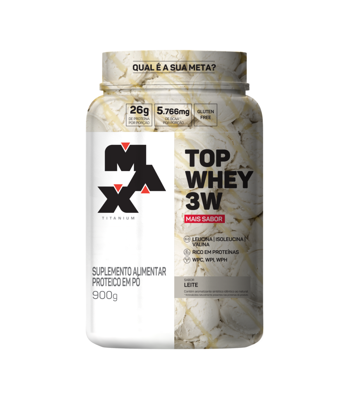 Top Whey 3W 900g Mais Sabor Leite