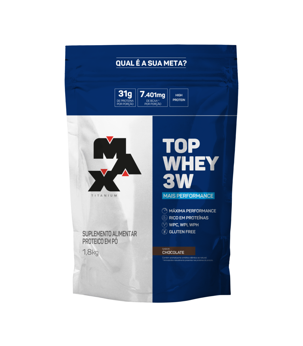 Top Whey 3W Refill 1.8kg Mais Performance Chocolate