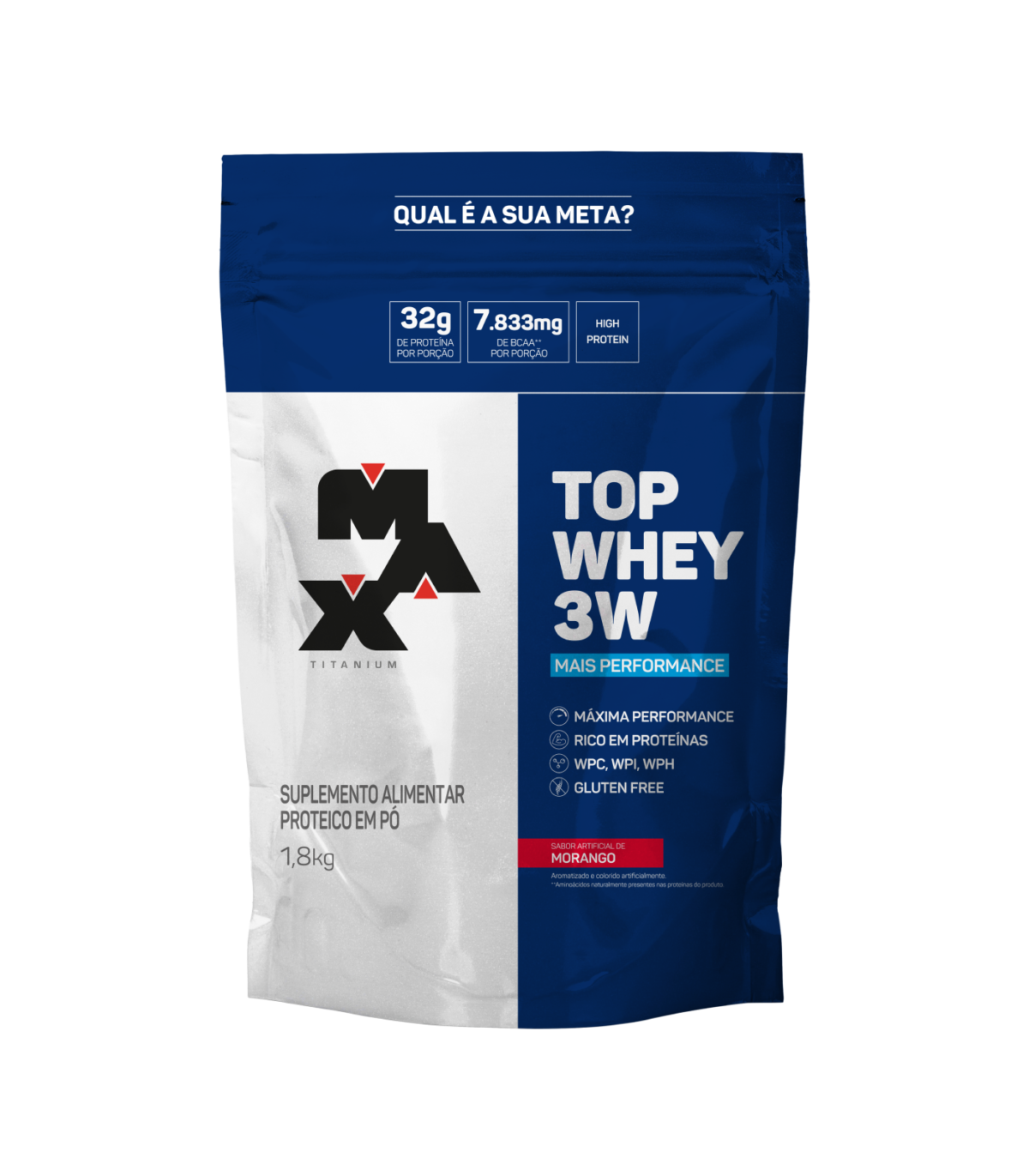 Top Whey 3W Refill 1.8kg Mais Performance Morango